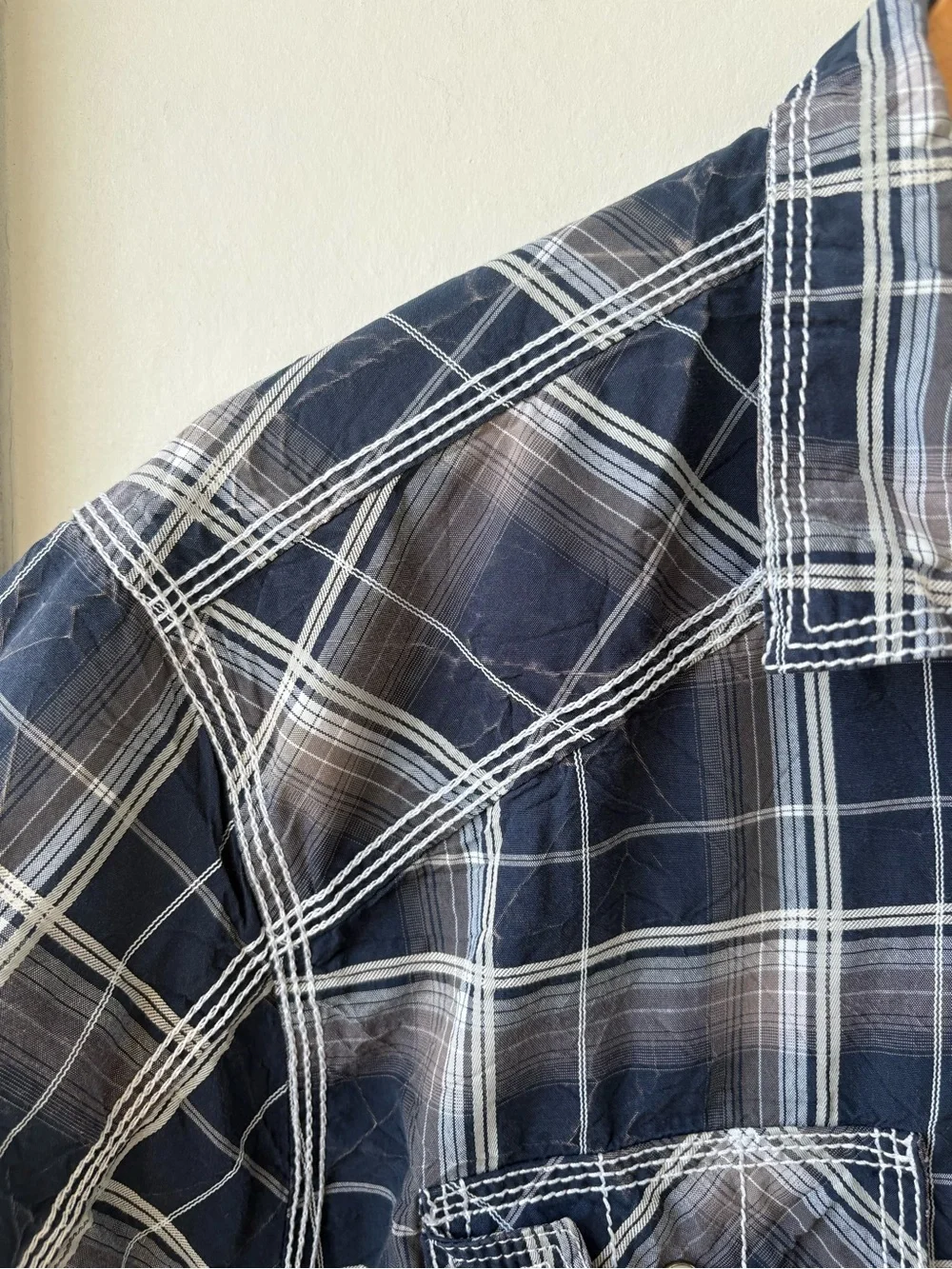 BKE Athletic Fit Plaid Pearl Snap Shirt